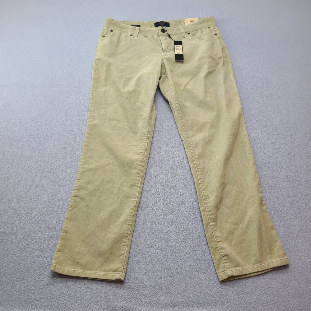 Talbots Corduroy Ankle Pants Womens 8P Green NEW Signature Slim Leg Trousers